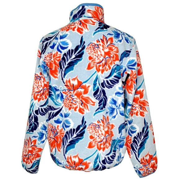 Patagonia Manoa Dusk Blue Floral Print Synchilla Snap-T Fleece Pullover Sweater - Picture 5 of 9